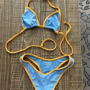 Frankie's Bikinis Tia Terry Triangle Bikini Set - Bluebird